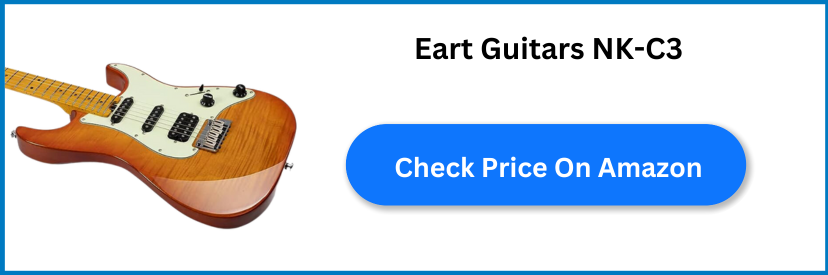 See the EART NK-C3 Electric Guitar with 6 String Maple Fingerboard Solid Body Right Handed, Stainless Steel Frets, Yellow in detail.